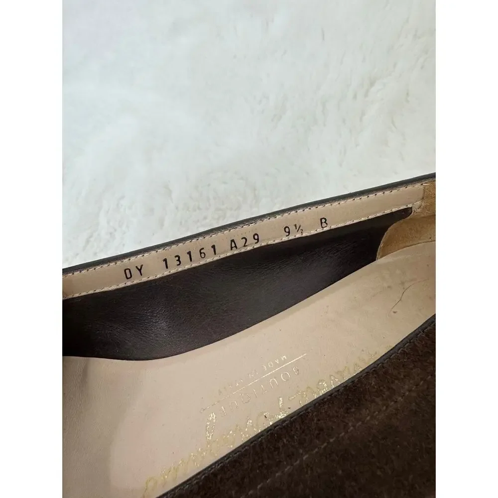 Salvatore Ferragamo Brown Suede Wedge Loafers 9.5 B - Picture 9 of 10